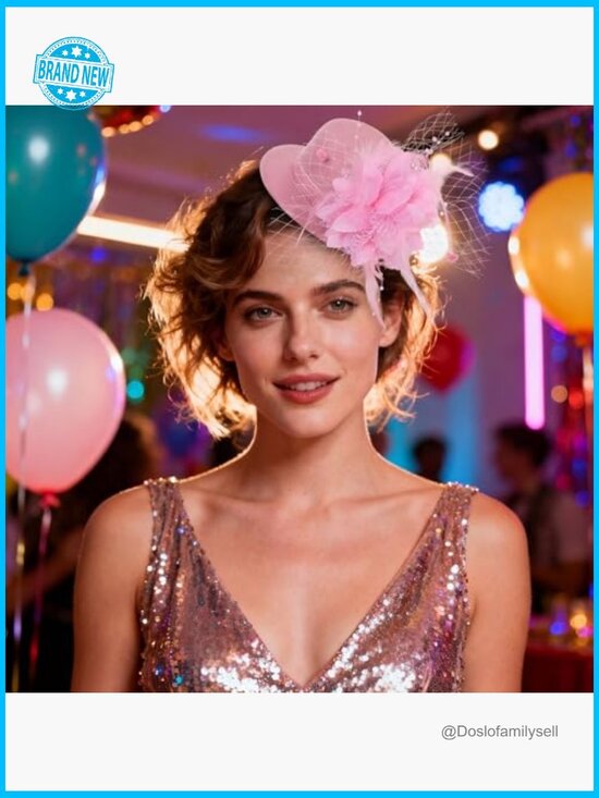 8-Piece Derby Hat Set with Clip, Floral Mesh Fascinators for Special Occasions 8 Piece Fascinator Hat Set Derby Tea Party Headpieces with  main image 3